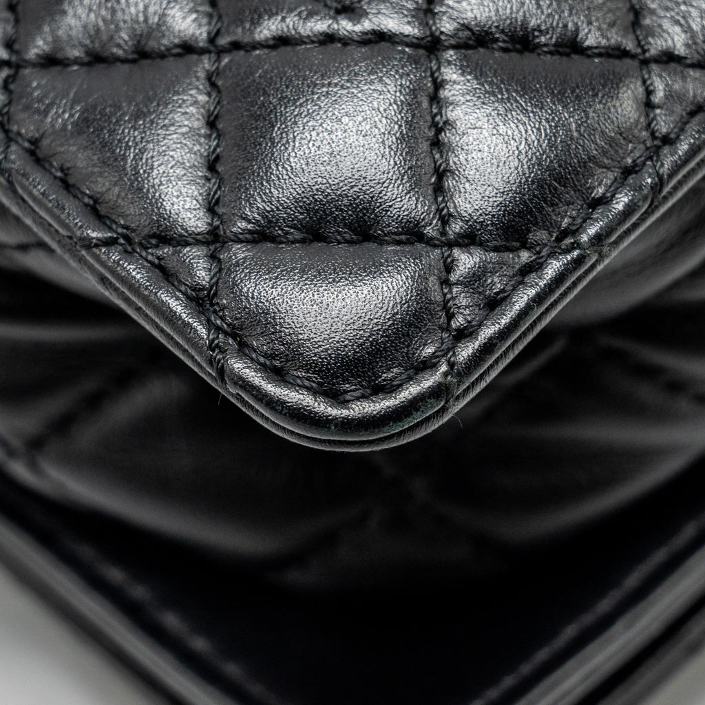 CHANEL MULTI CHAIN BOY BAG CALFSKIN/TWEED BLACK SHW