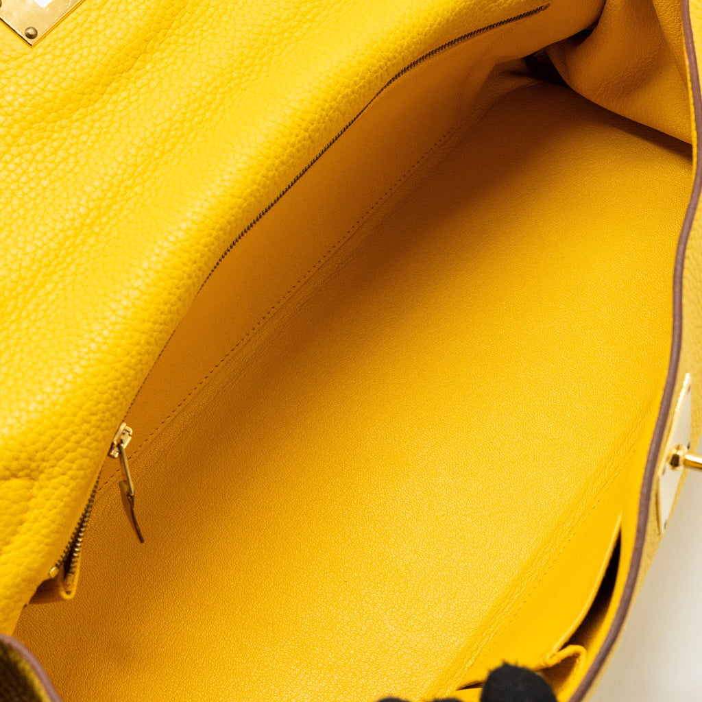 HERMES SHOULDER KELLY CLEMENCE JAUNE AMBER GHW