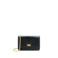 CHANEL 2.55 REISSUE WALLET ON CHAIN CHEVRON AGED CALFSKIN BLACK BRUSHED GHW (MICROCHIP)