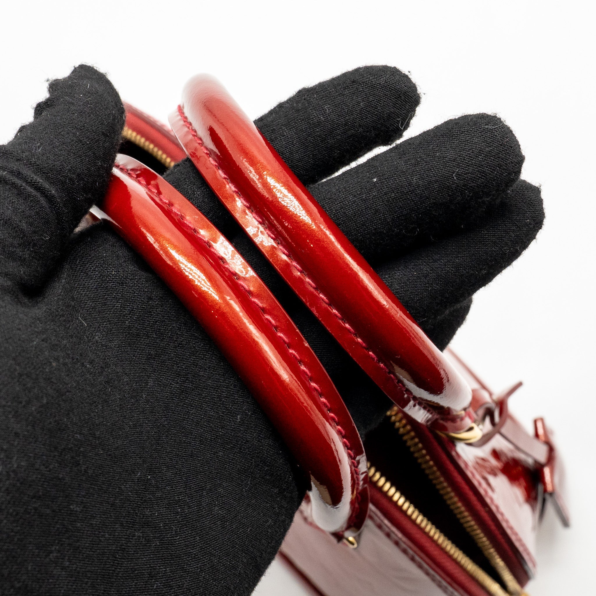 LOUIS VUITTON ALMA BB PATENT LEATHER RED GHW