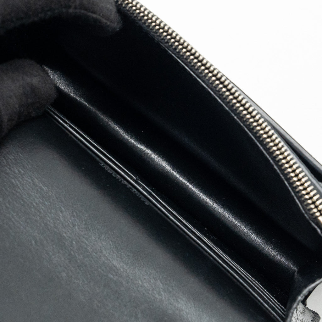 SAINT LAURENT/YSL SUNSET BAG CROC-EMBOSSED CALFSKIN BLACK SHW
