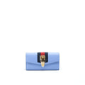 GUCCI SYLVIE LEATHER CONTINENTAL LONG WALLET IN BLUE