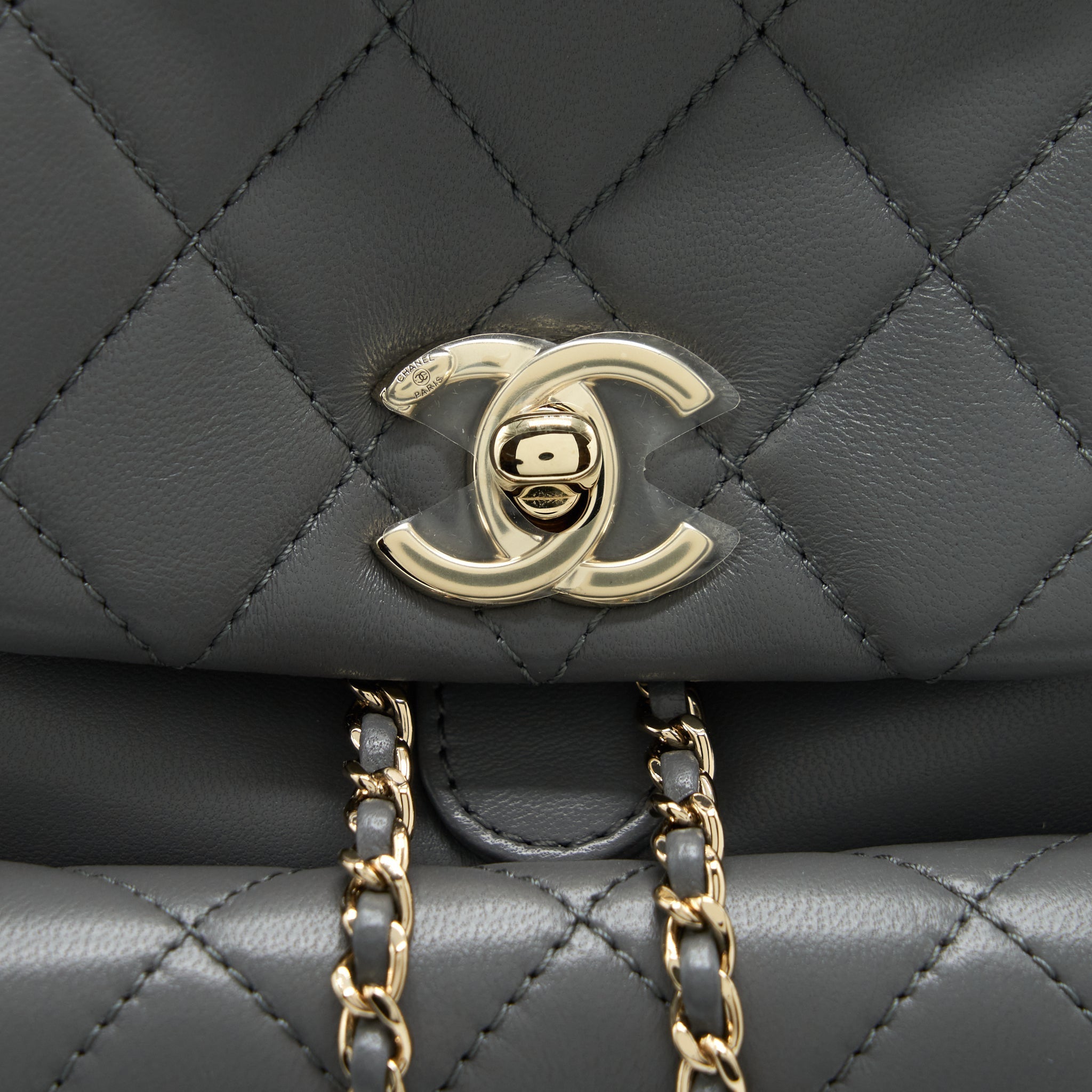 CHANEL MINI DUMA BACKPACK LAMBSKIN GREY LGHW (MICROCHIP)