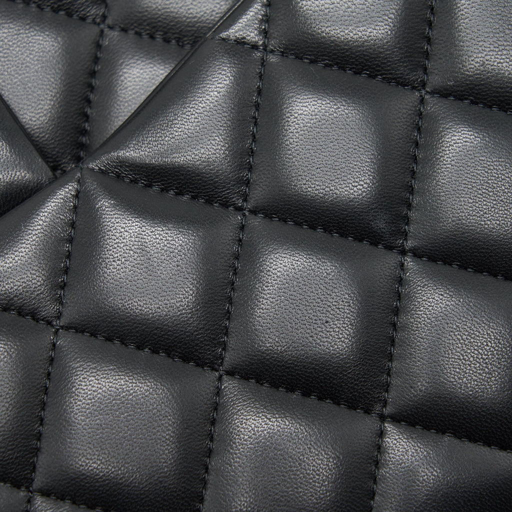 CHANEL CLASSIC DOUBLE FLAP JUMBO BAG LAMBSKIN BLACK GHW