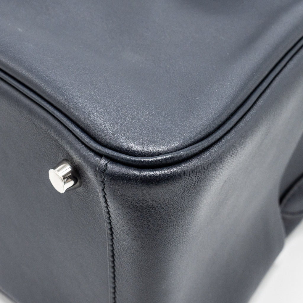 HERMES LINDY 26 SWIFT/EPSOM BLUE INDIGO WITH TRESSAGE STRAP SHW