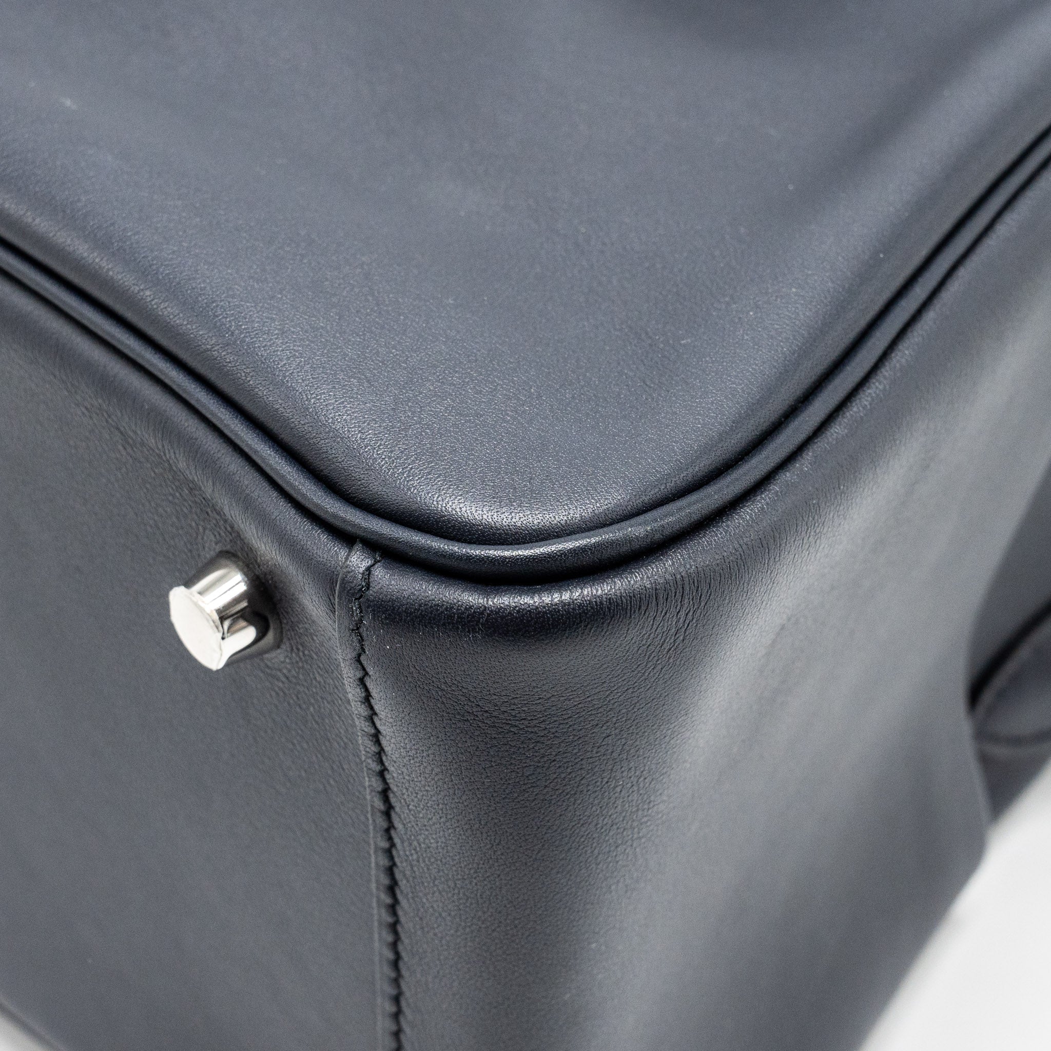 HERMES LINDY 26 SWIFT/EPSOM BLUE INDIGO WITH TRESSAGE STRAP SHW
