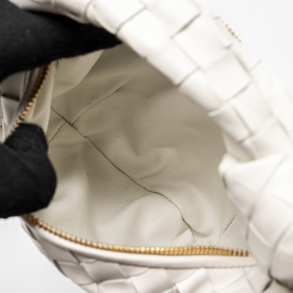 BOTTEGA VENETA MINI JODIE LAMBSKIN WHITE GHW