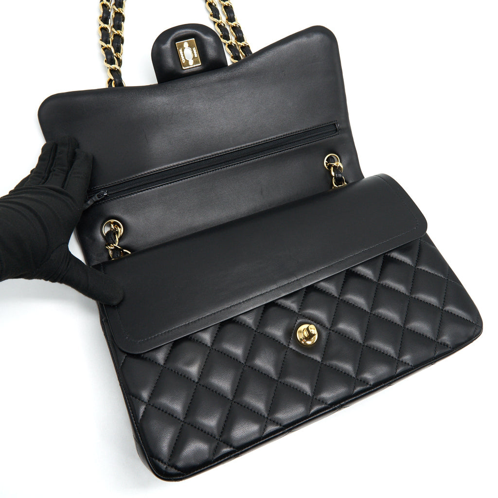 CHANEL CLASSIC DOUBLE FLAP JUMBO BAG LAMBSKIN BLACK GHW