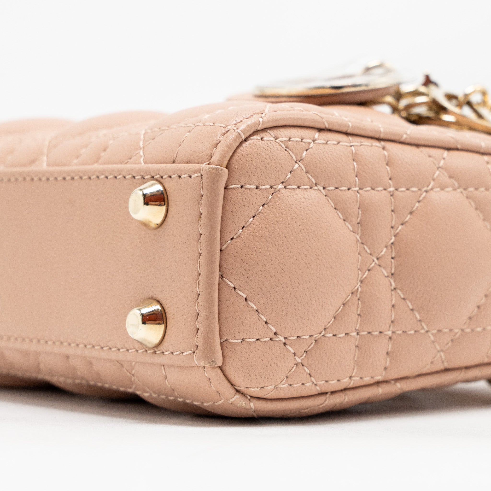DIOR MICRO LADY DIOR CANNAGE LAMBSKIN ROSE DES VENTS LGHW