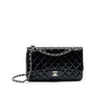 CHANEL PATENT LEATHER MEDIUM CLASSIC DOUBLE FLAP BAG BLACK SHW