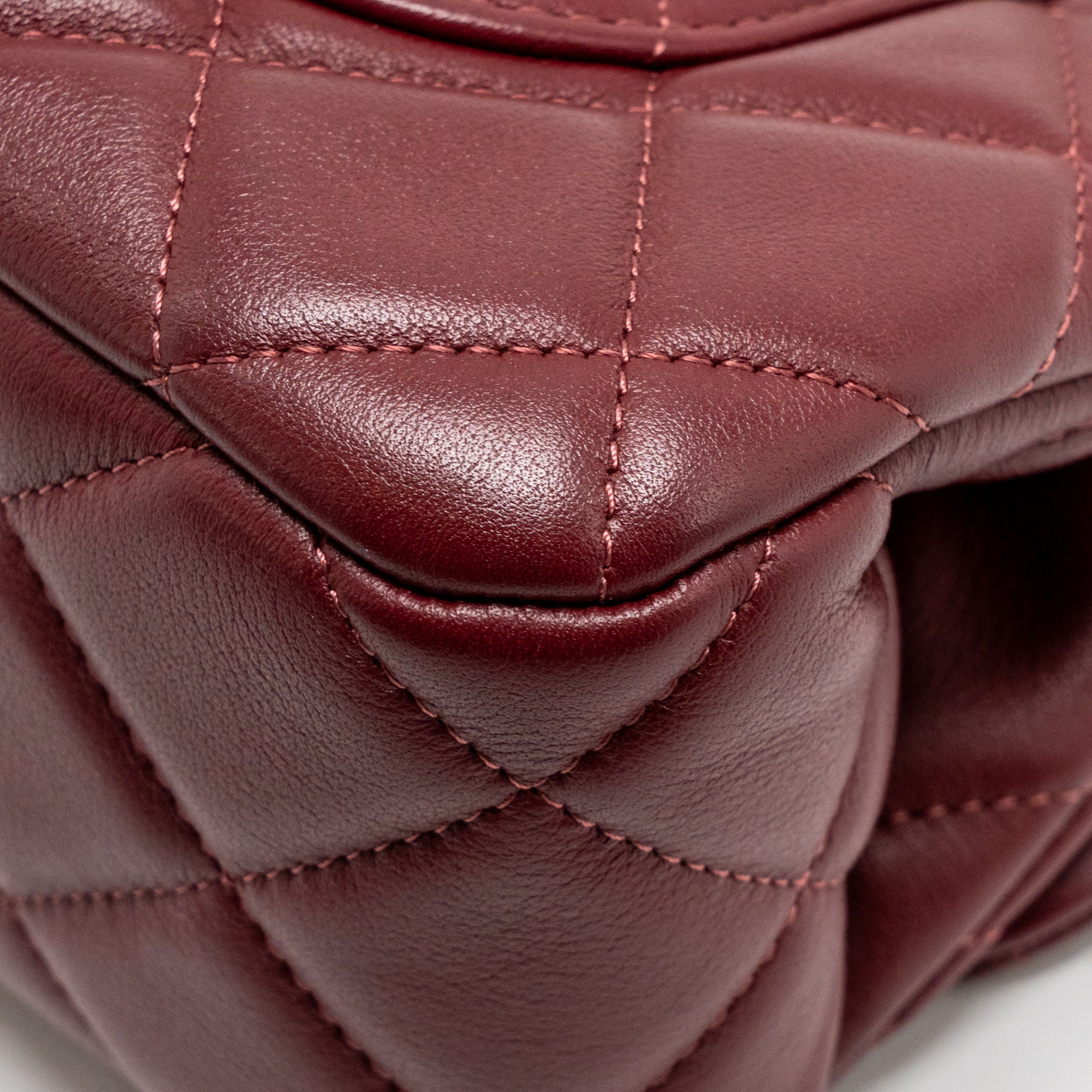 CHANEL HANGER FLAP BAG LAMBSKIN DARK RED GHW (MICROCHIP)