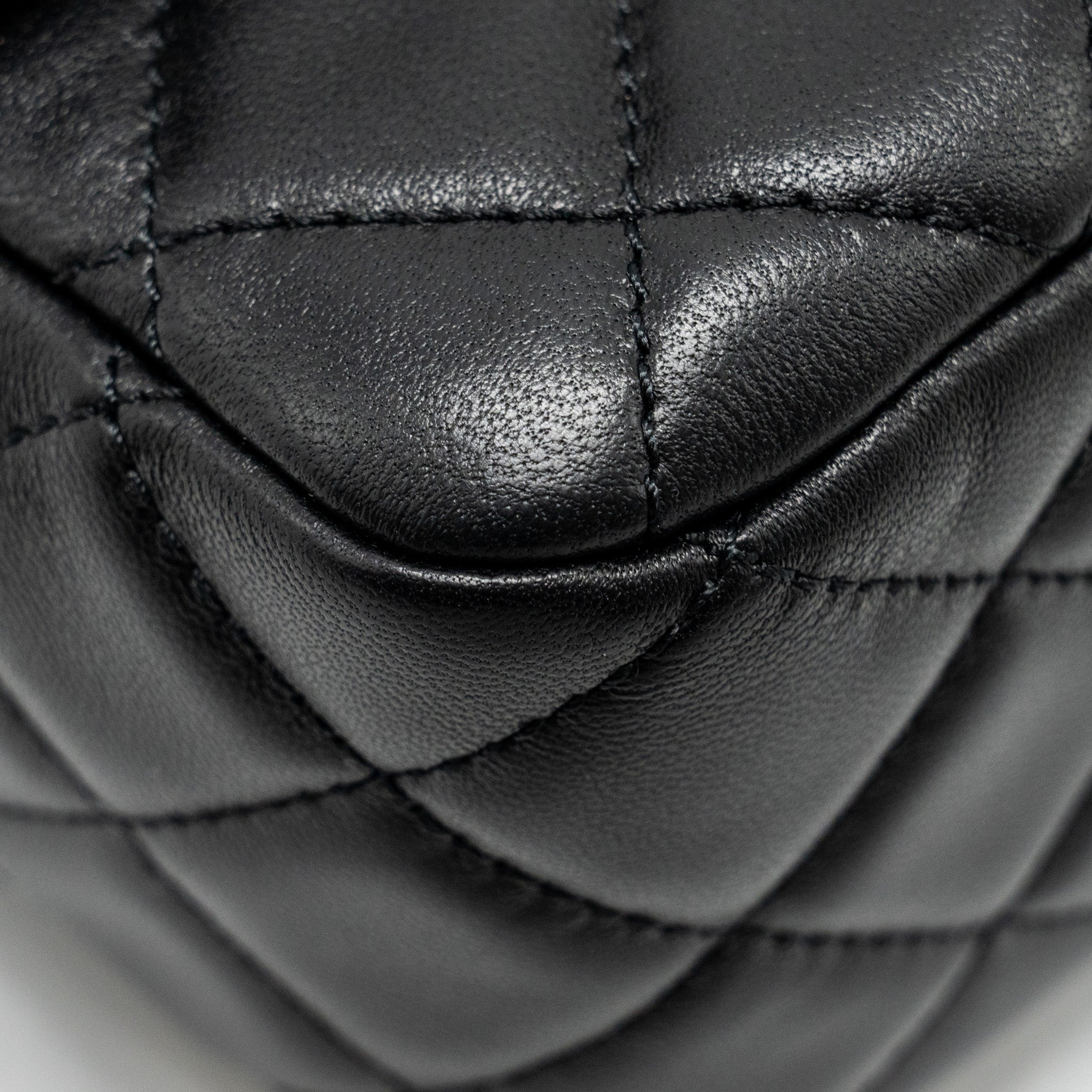 CHANEL PEARL CRUSH MINI SQUARE  FLAP BAG LAMBSKIN BLACK GHW (MICROCHIP)