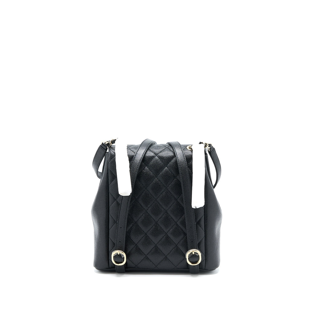 CHANEL 23P TRIPLE PACK BACKPACK CAVIAR BLACK LGHW (MICROCHIP)