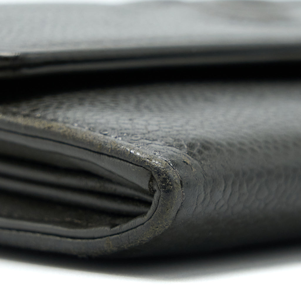 CHANEL CC LOGO FLAP LONG WALLET CAVIAR DARK OLIVE GREEN SHW