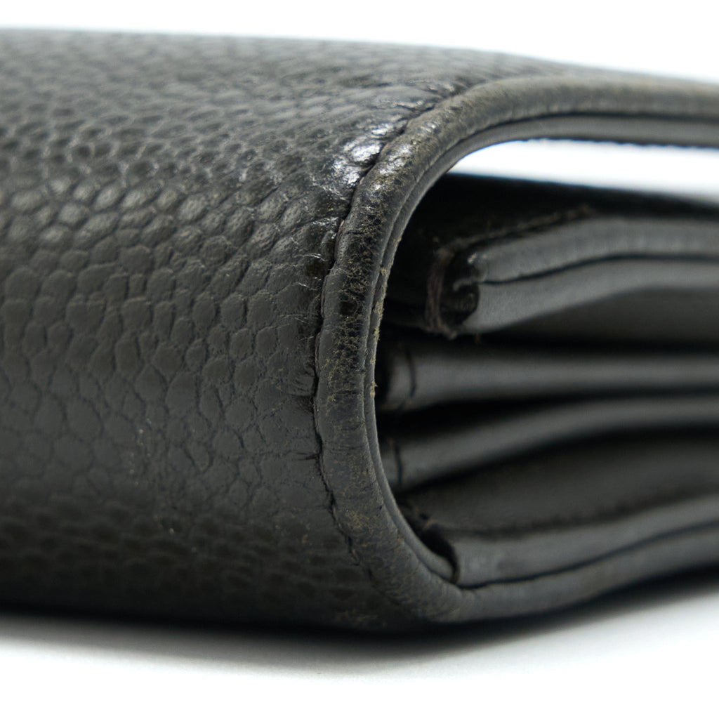 CHANEL CC LOGO FLAP LONG WALLET CAVIAR DARK OLIVE GREEN SHW