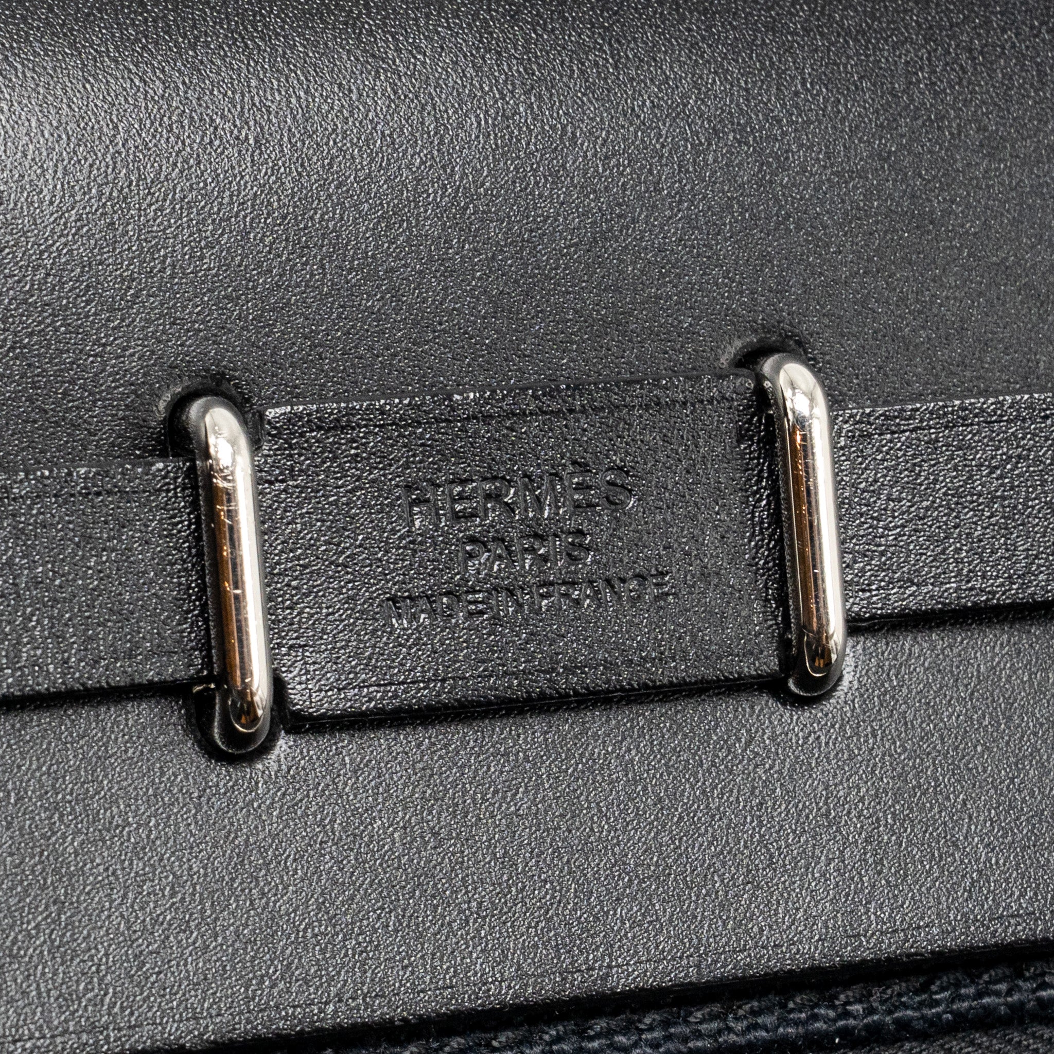 HERMES HERBAG MINI CANVAS/HUNTER LEATHER BLACK SHW