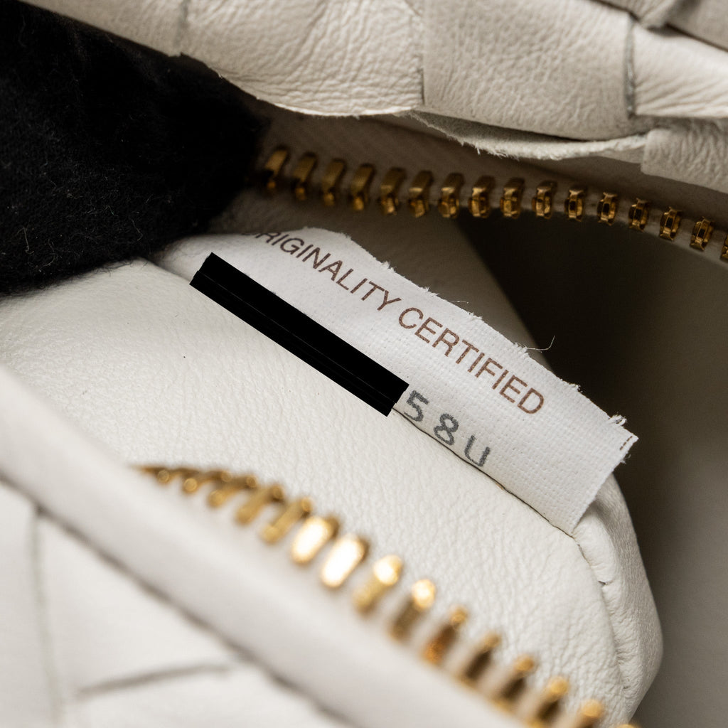 BOTTEGA VENETA MINI JODIE LAMBSKIN WHITE GHW