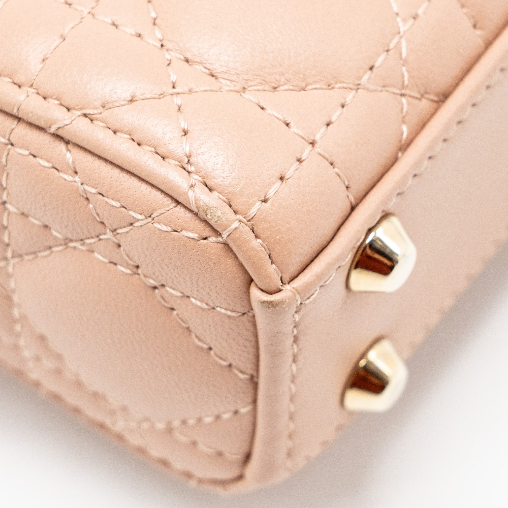 DIOR MICRO LADY DIOR CANNAGE LAMBSKIN ROSE DES VENTS LGHW
