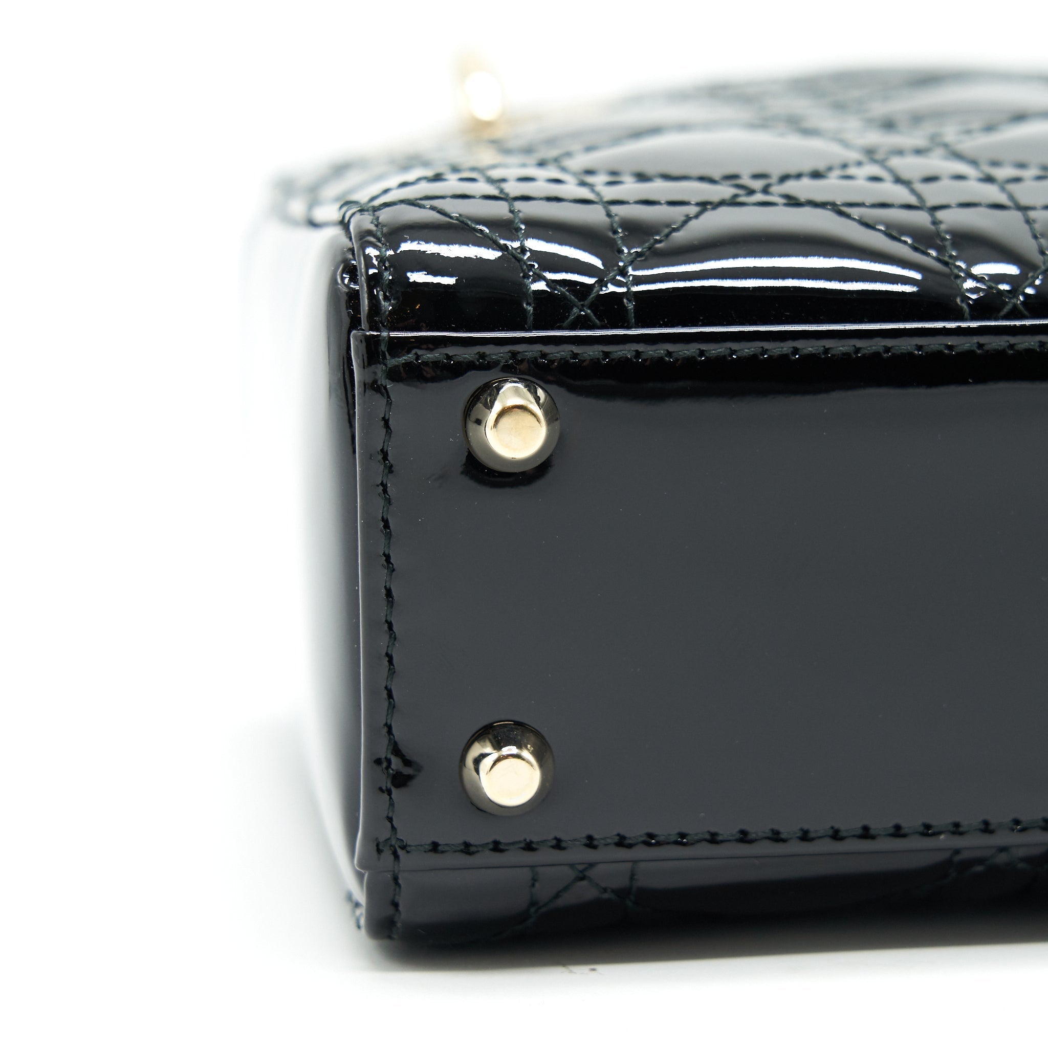 DIOR MINI LADY DIOR PATENT LEATHER BLACK WITH GHW