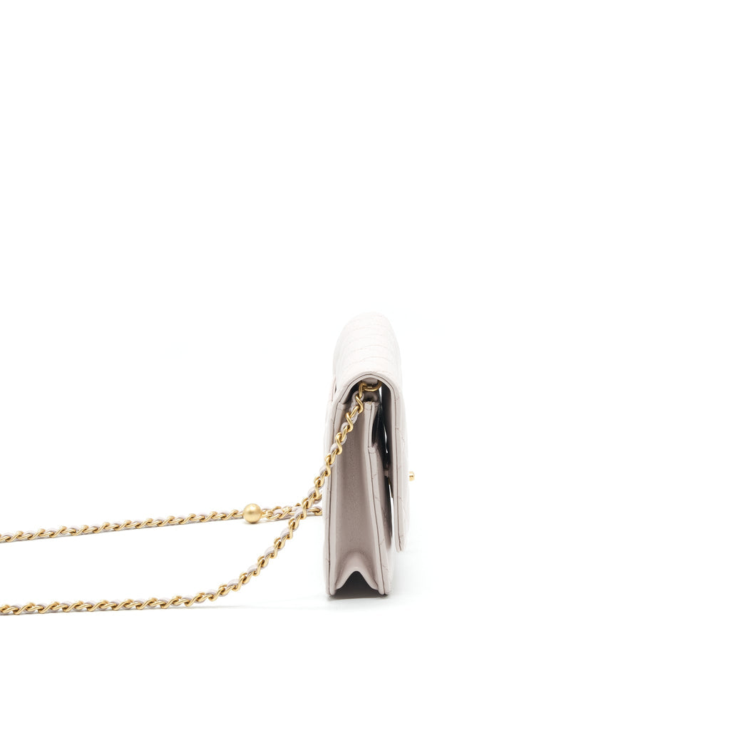CHANEL 21B LIGHT PURPLE PEARL CRUSH WALLET ON CHAIN GHW