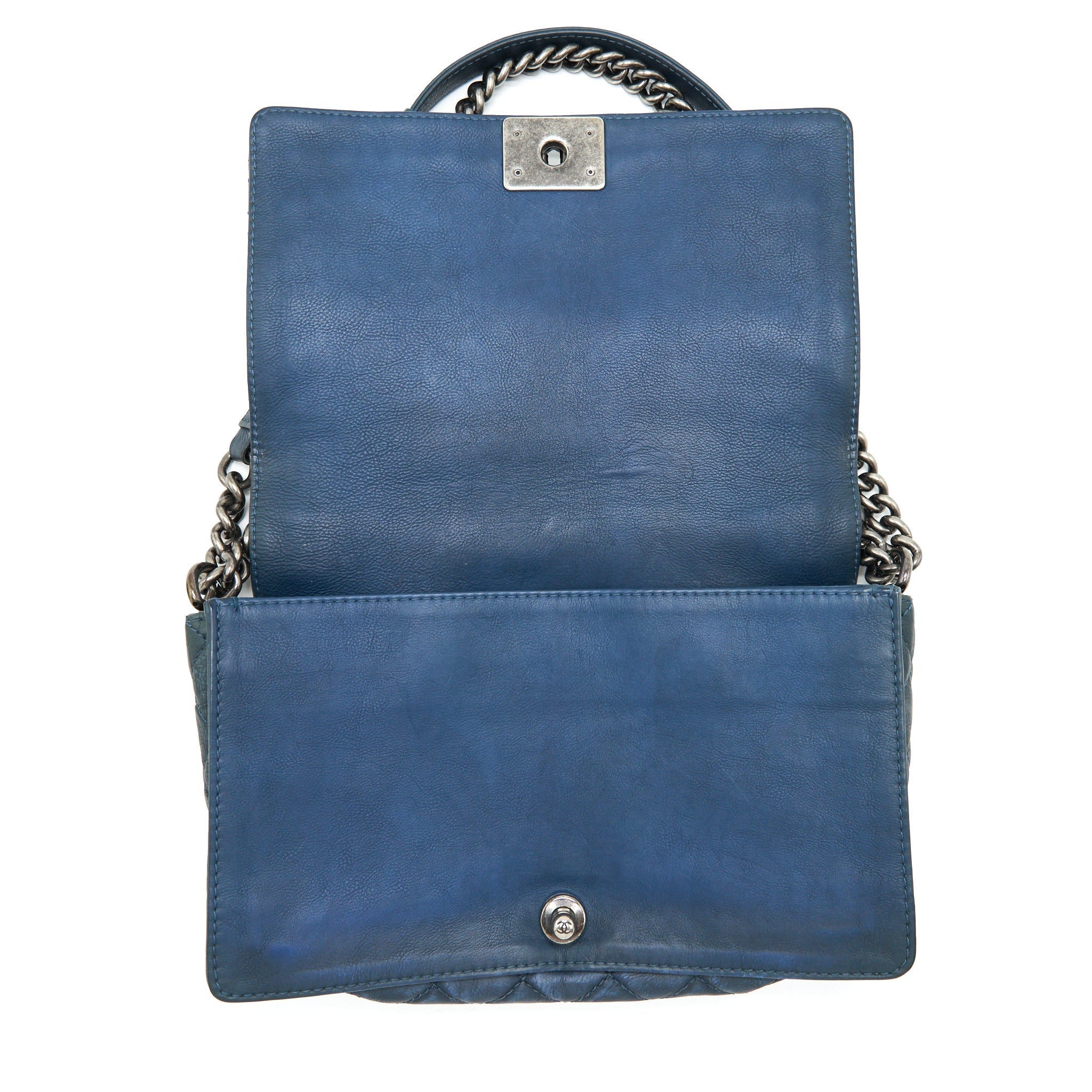 CHANEL BOY BAG SOFT CALFSKIN DARK BLUE RUTHENIUM HARDWARE