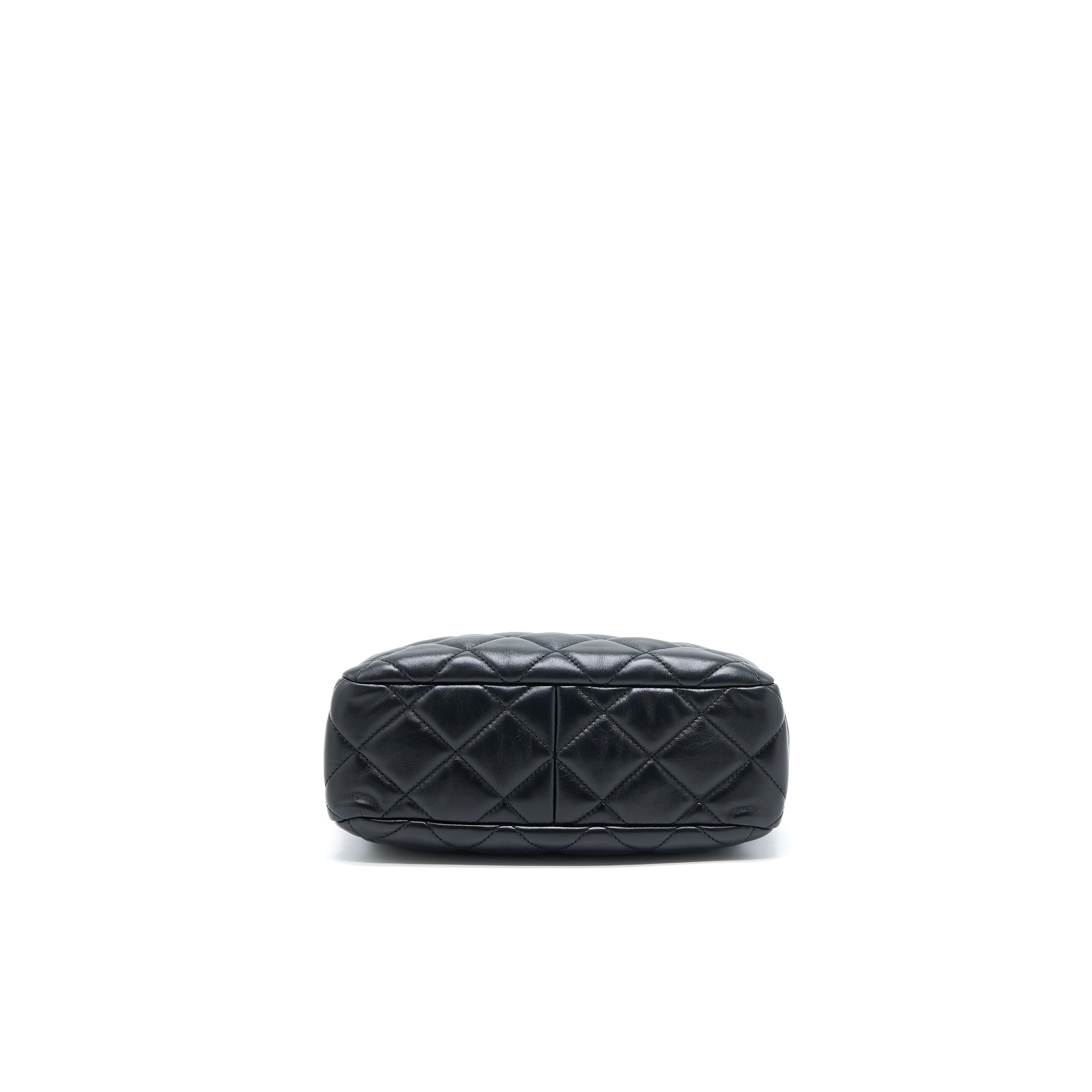 CHANEL SEASONAL TOTE BAG LAMBSKIN BLACK BRUSHED GHW(MICROCHIP)