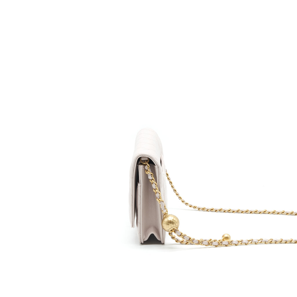 CHANEL 21B LIGHT PURPLE PEARL CRUSH WALLET ON CHAIN GHW