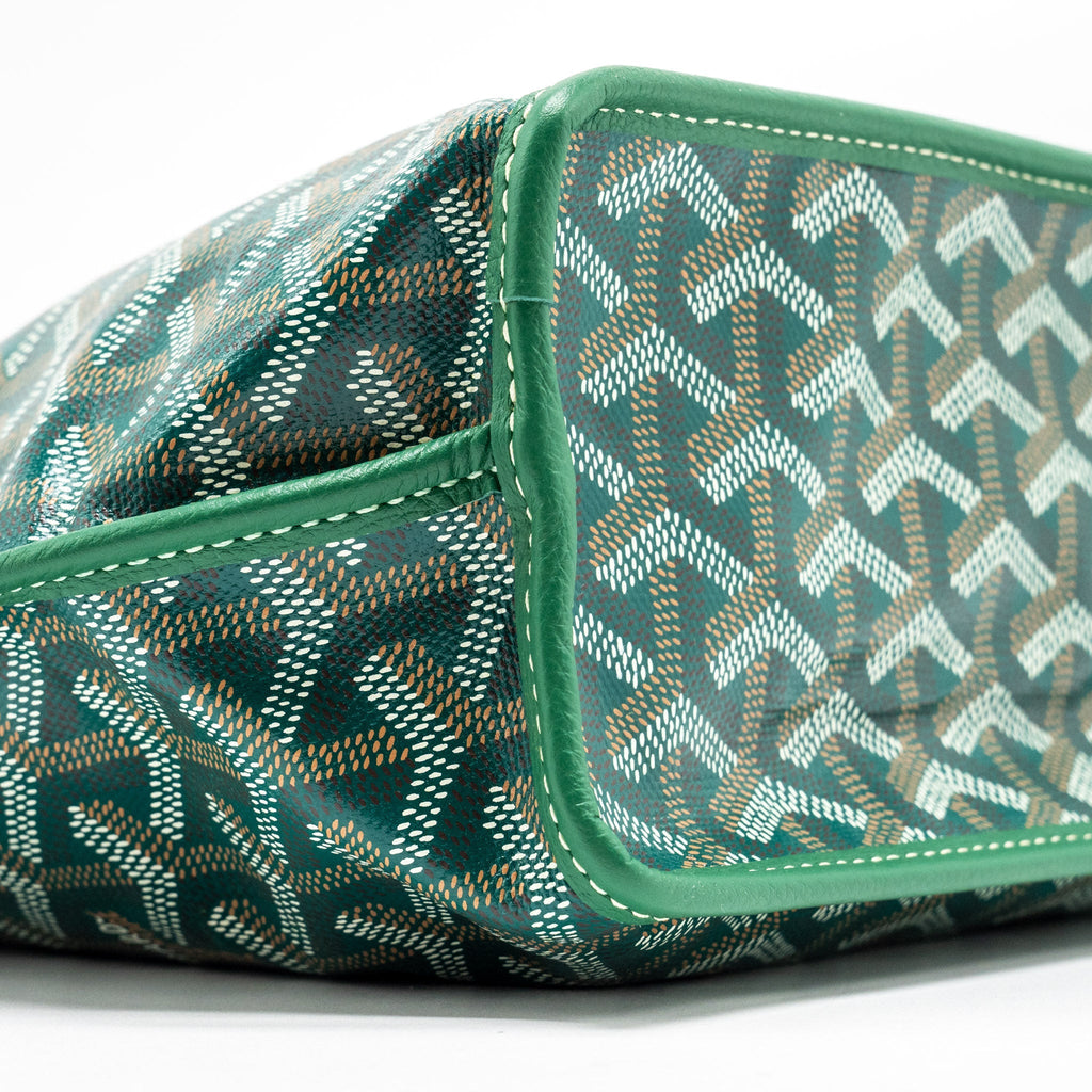 GOYARD MINI ANJOU TOTE BAG GOYARDLINE CANVAS / LEATHER GREEN SHW