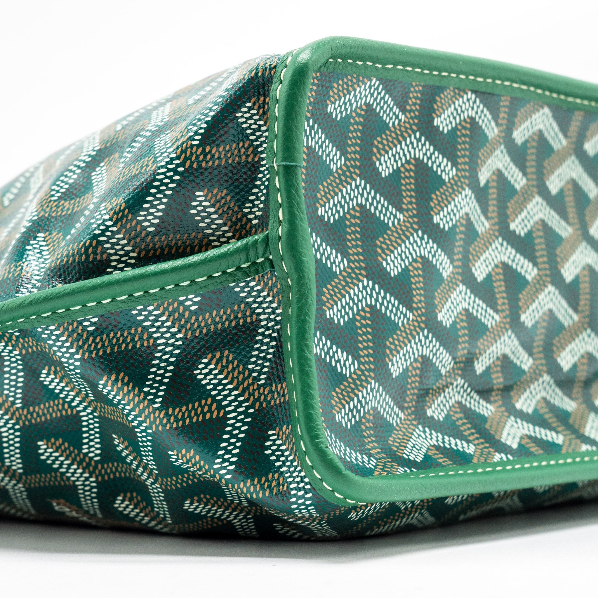 GOYARD MINI ANJOU TOTE BAG GOYARDLINE CANVAS / LEATHER GREEN SHW