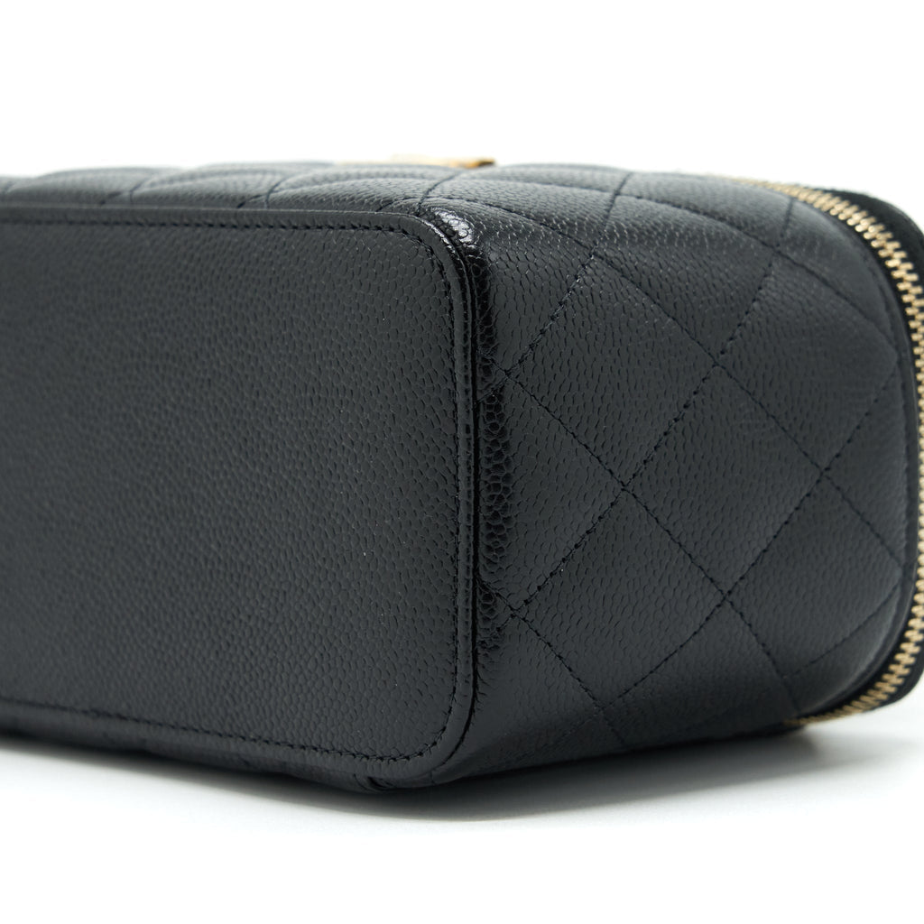 CHANEL 22S LETTER TOP HANDLE LONG VANITY CAVIAR BLACK GHW