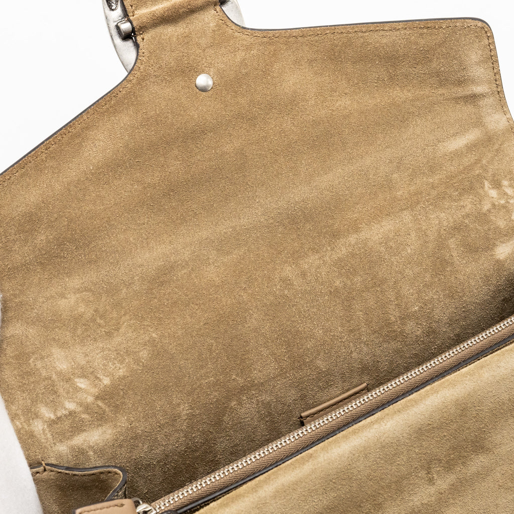 GUCCI DIONYSUS FLAP BAG SUEDE LEATHER / CANVAS BEIGE SHW