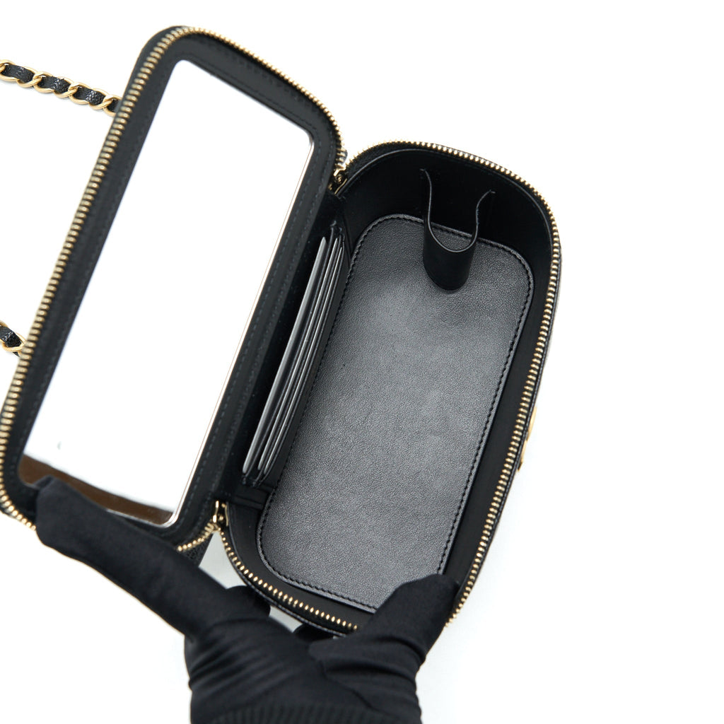CHANEL 22S LETTER TOP HANDLE LONG VANITY CAVIAR BLACK GHW