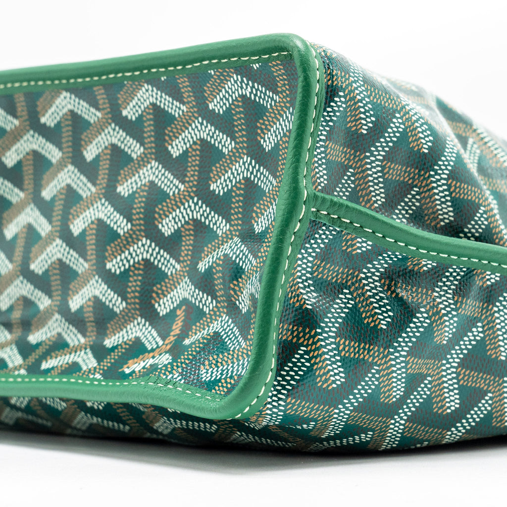 GOYARD MINI ANJOU TOTE BAG GOYARDLINE CANVAS / LEATHER GREEN SHW