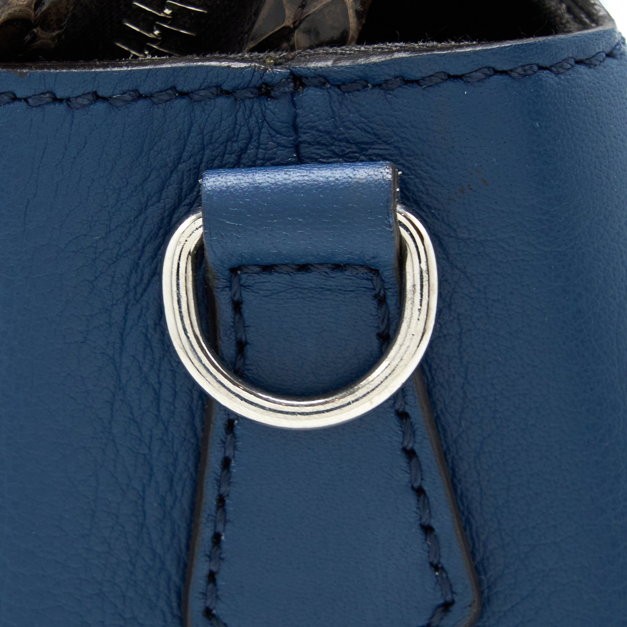 FENDI BY THE WAY CALFSKIN/ PYTHON DARK BLUE SHW