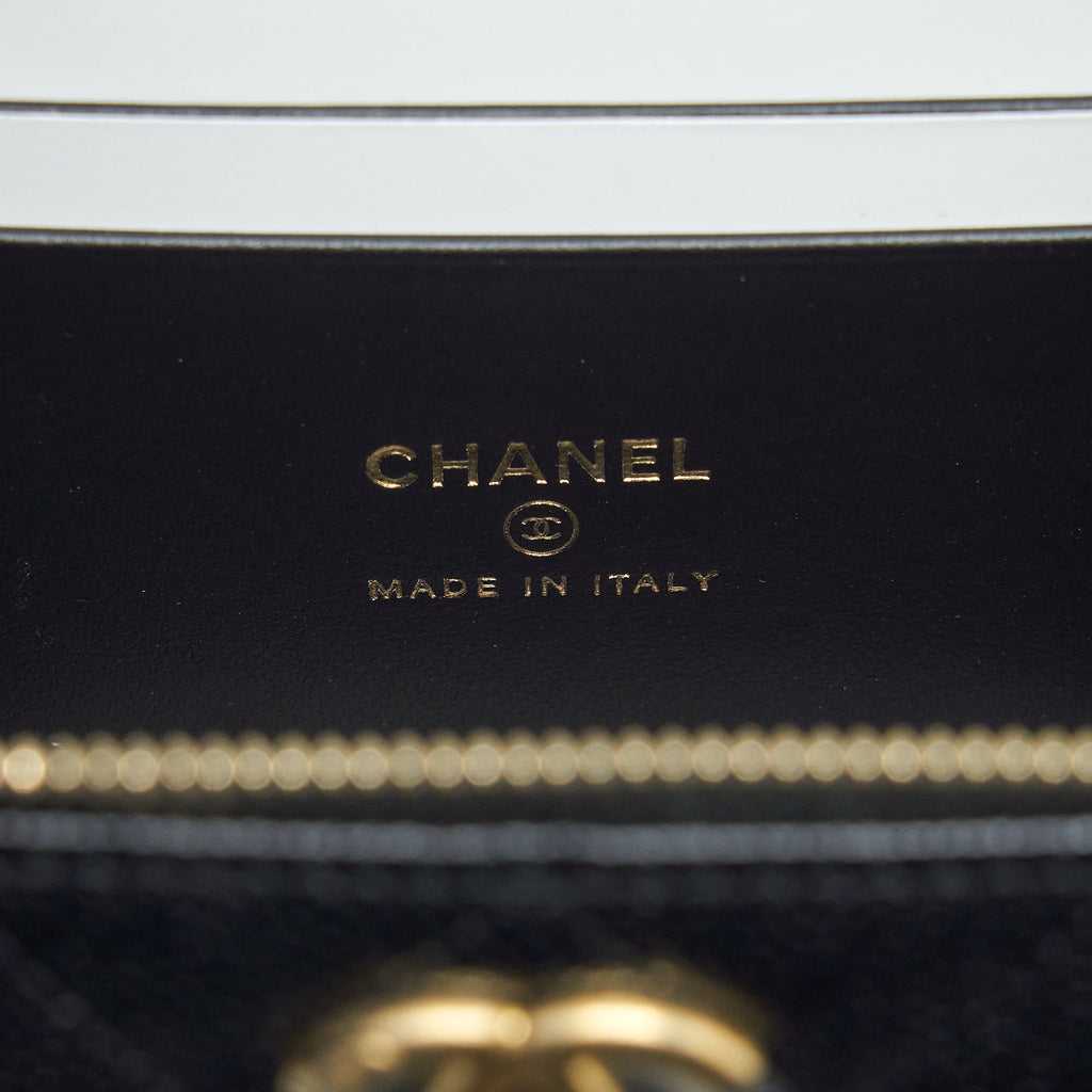 CHANEL 22S LETTER TOP HANDLE LONG VANITY CAVIAR BLACK GHW