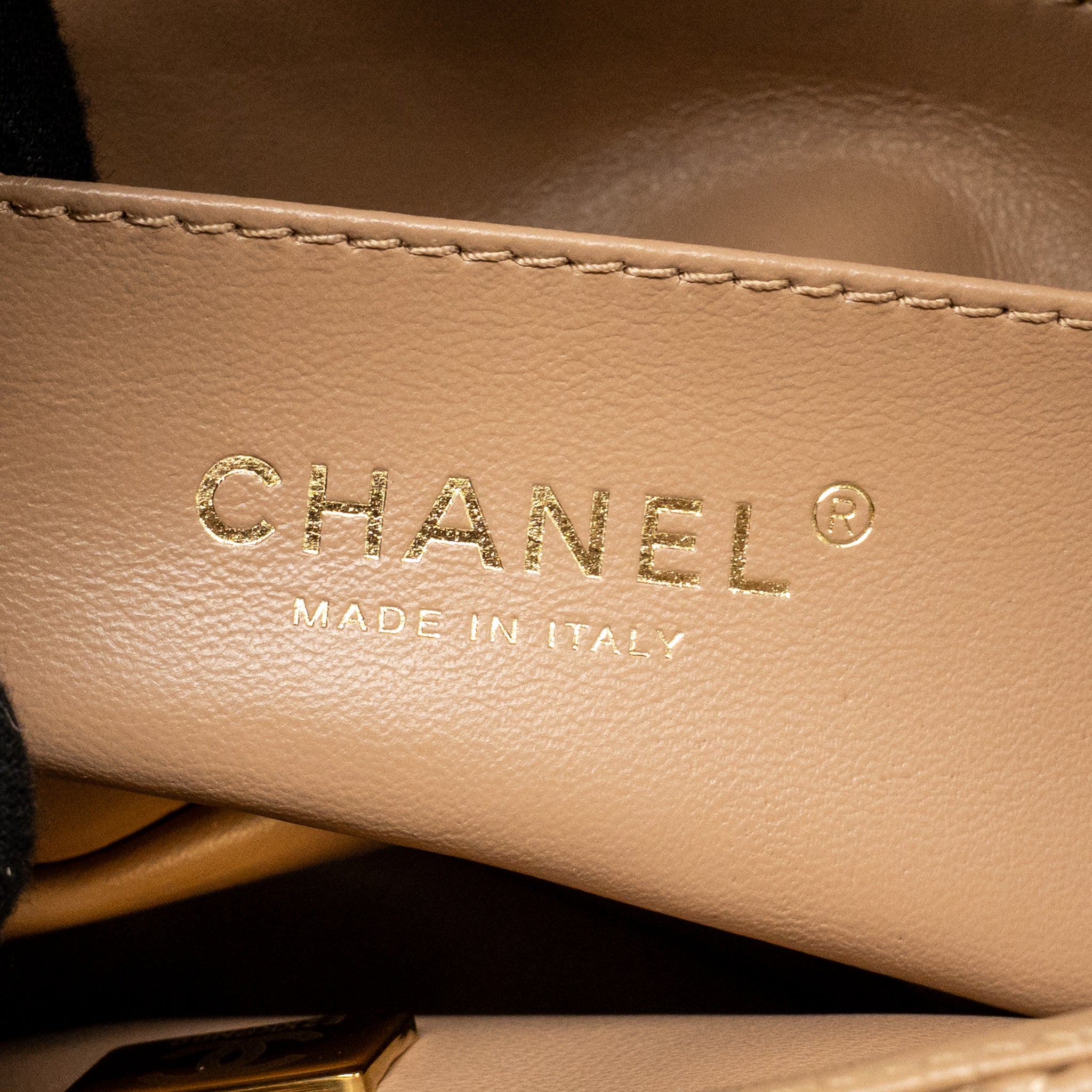 CHANEL PEARL CRUSH MINI RECTANGULAR LAMBSKIN DARK BEIGE GHW (MICROCHIP)