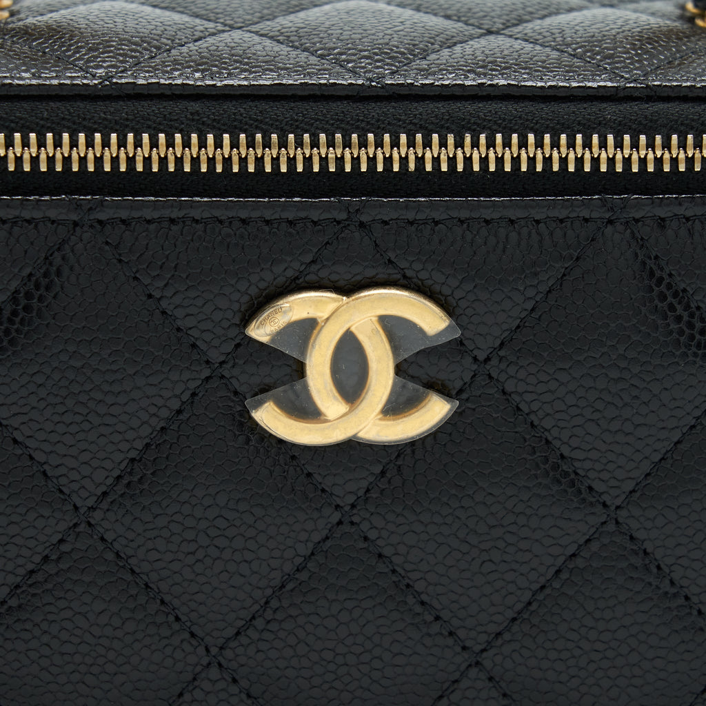 CHANEL 22S LETTER TOP HANDLE LONG VANITY CAVIAR BLACK GHW