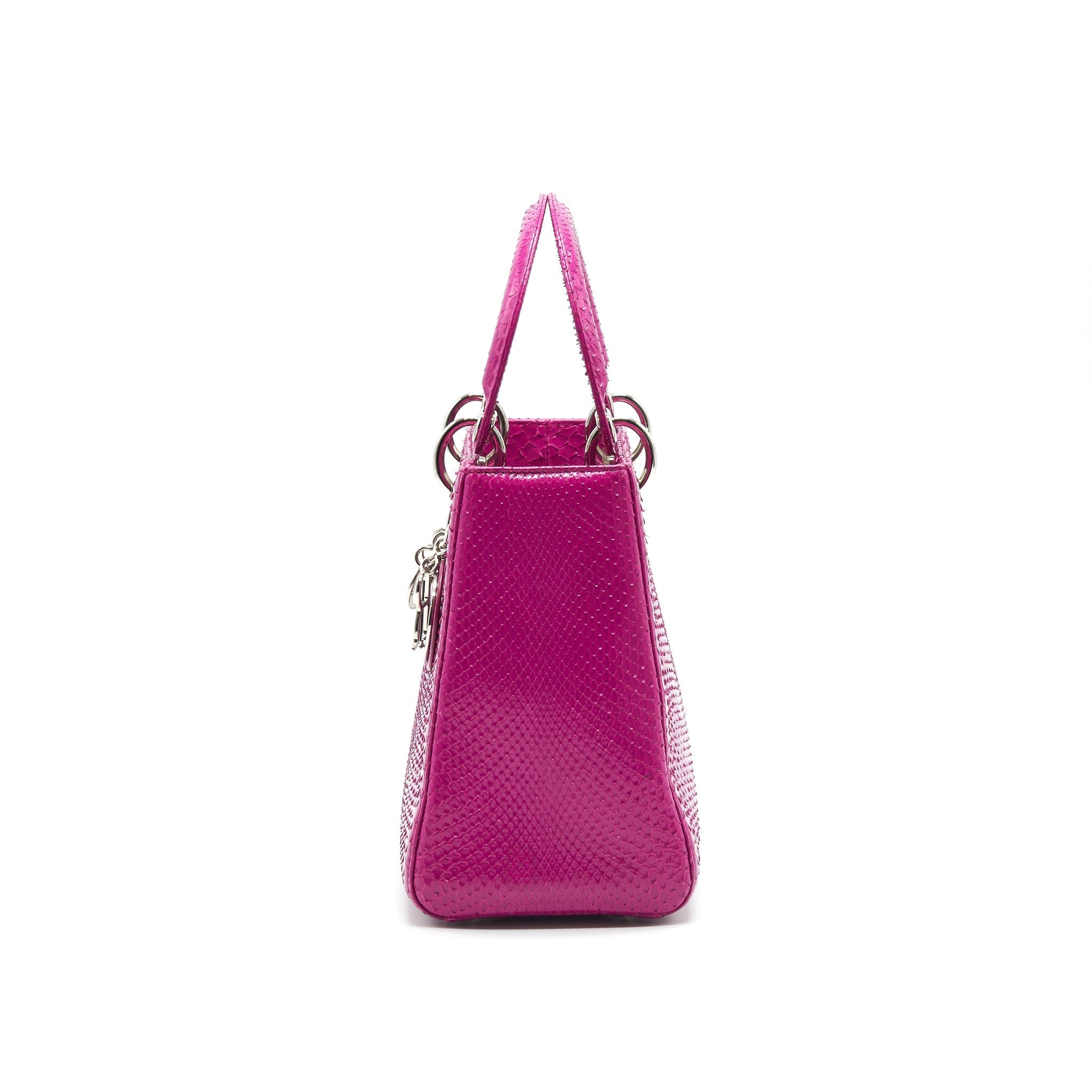 DIOR PYTHON MEDIUM LADY DIOR BAG PLUM PINK SHW