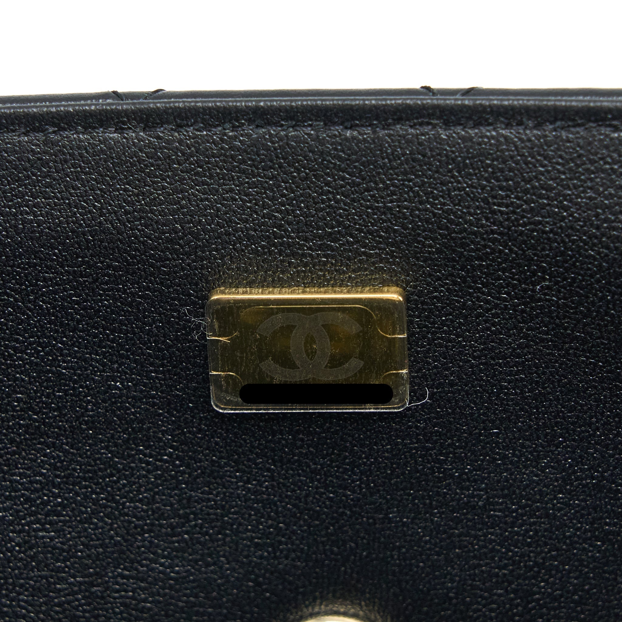 CHANEL TOP HANDLE MINI RECTANGULAR FLAP BAG LAMBSKIN BLACK LGHW (MICROCHIP)
