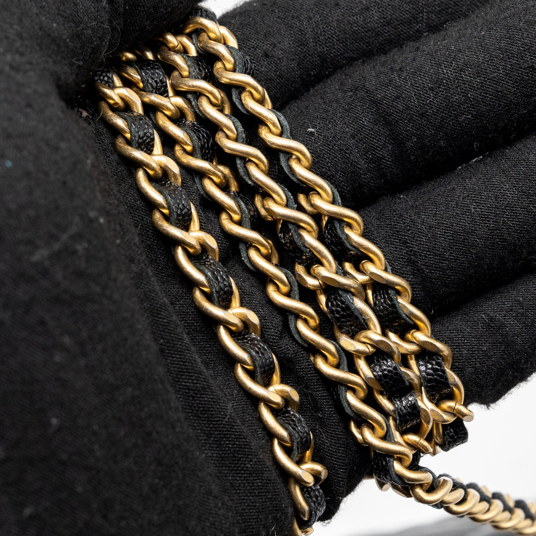 CHANEL BOY WALLET ON CHAIN CAVIAR BLACK GHW