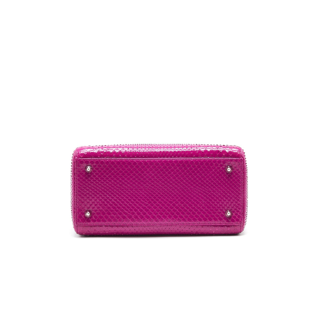 DIOR PYTHON MEDIUM LADY DIOR BAG PLUM PINK SHW