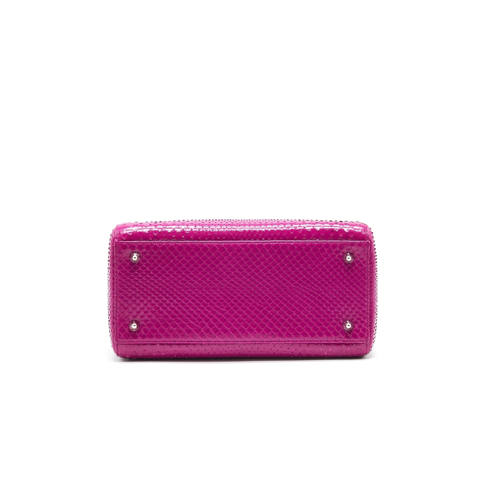 DIOR PYTHON MEDIUM LADY DIOR BAG PLUM PINK SHW