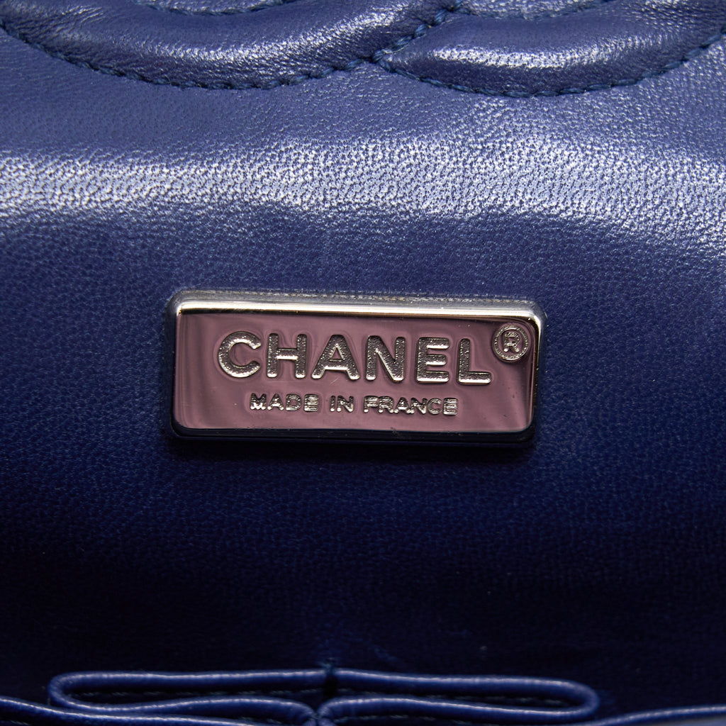 CHANEL MEDIUM CLASSIC DOUBLE FLAP BAG PYTHON DARK BLUE SHW