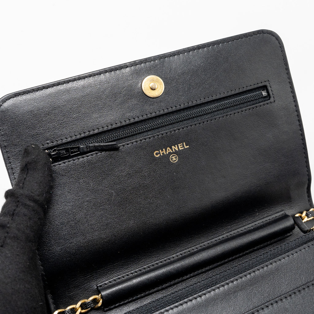 CHANEL BOY WALLET ON CHAIN CAVIAR BLACK GHW