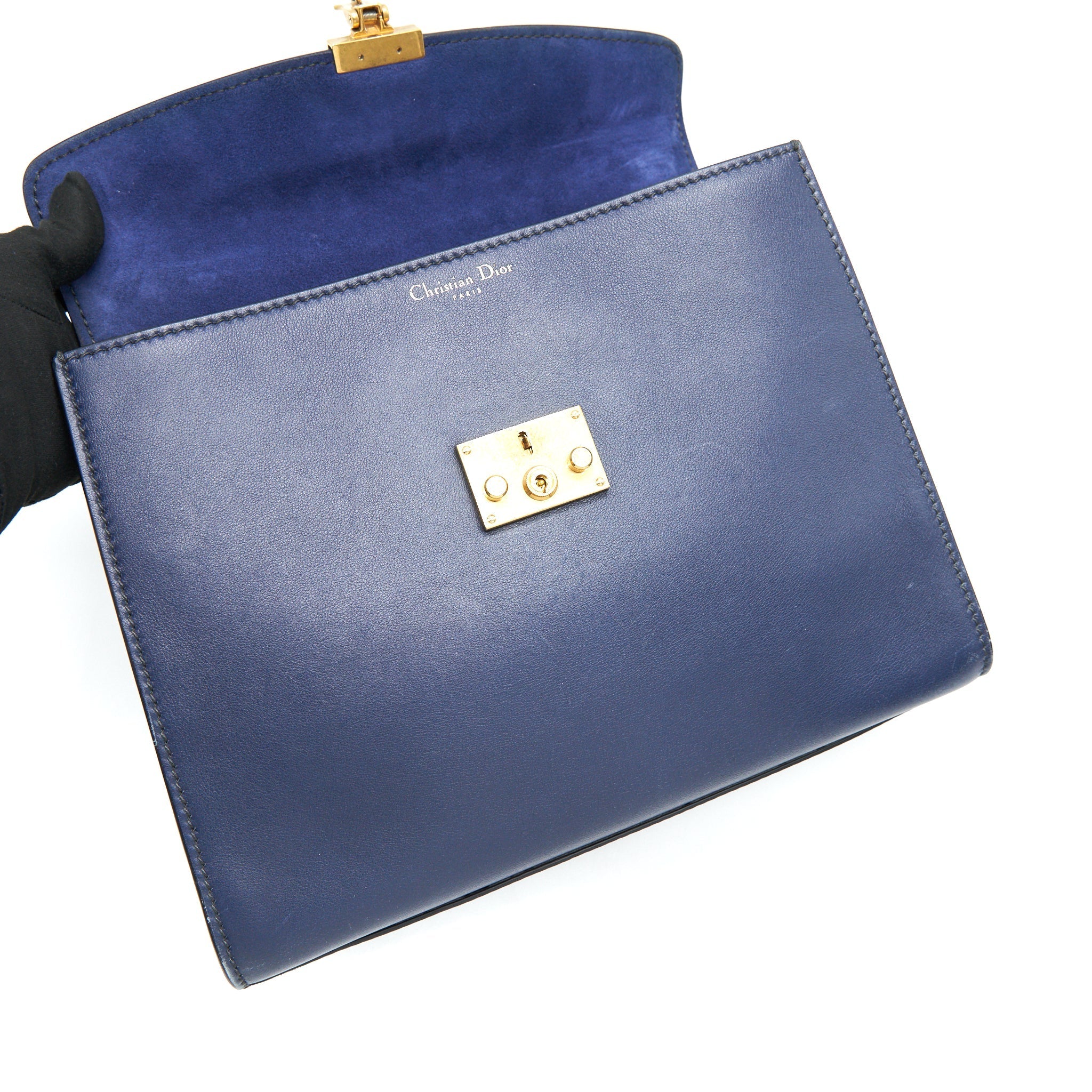 CHRISTIAN DIOR DIORADDICT TOP HANDLE BAG IN NAVY