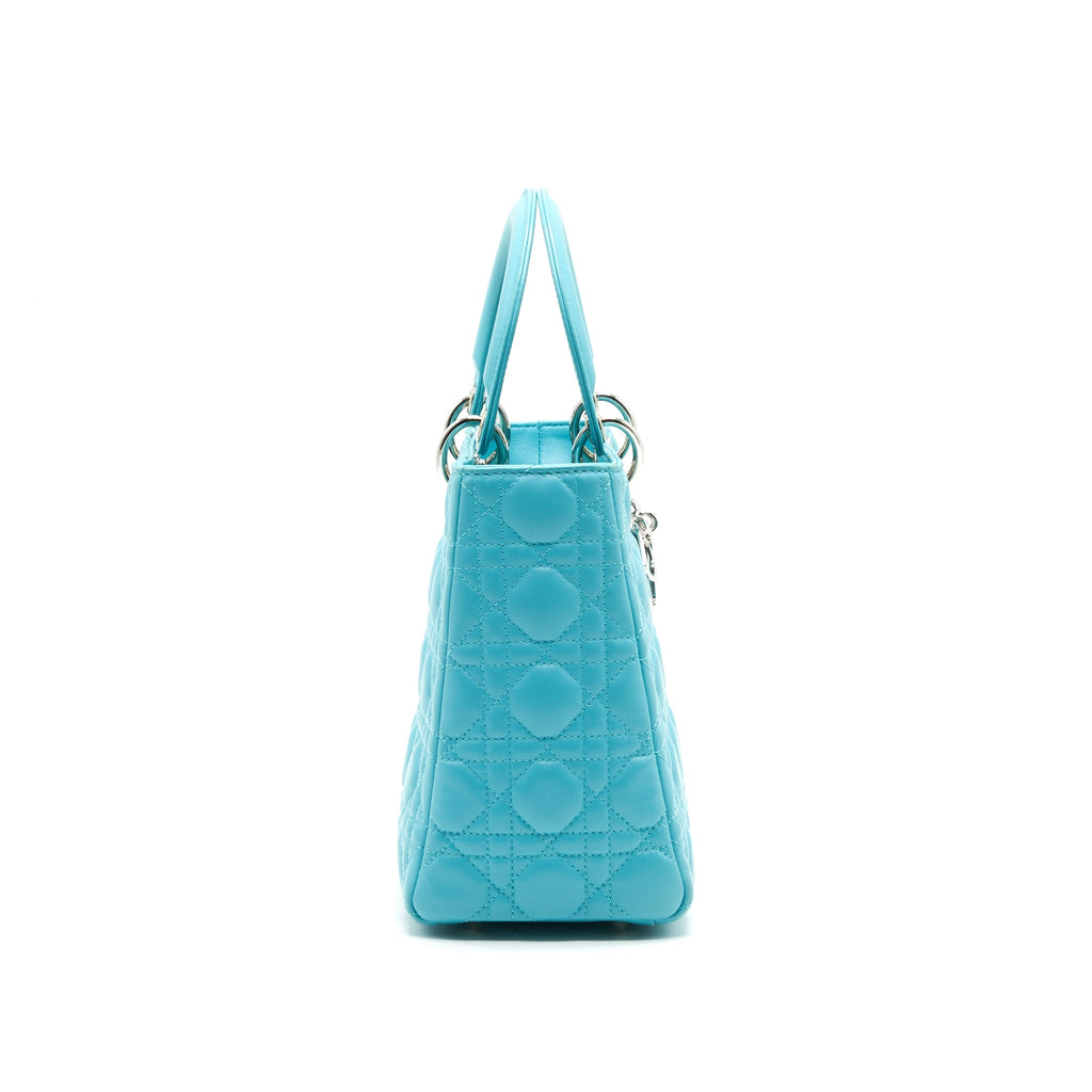 DIOR MEDIUM LADY DIOR LAMBSKIN BLUE SHW