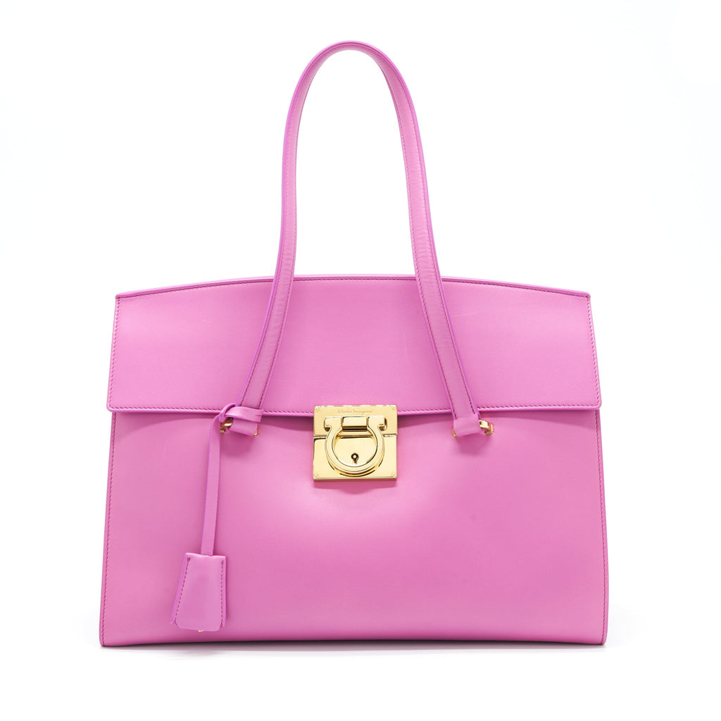 SALVATORE FERRAGAMO SHOULDER BAG TRIFOLIO PINK GHW