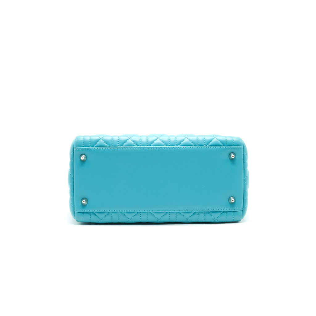 DIOR MEDIUM LADY DIOR LAMBSKIN BLUE SHW