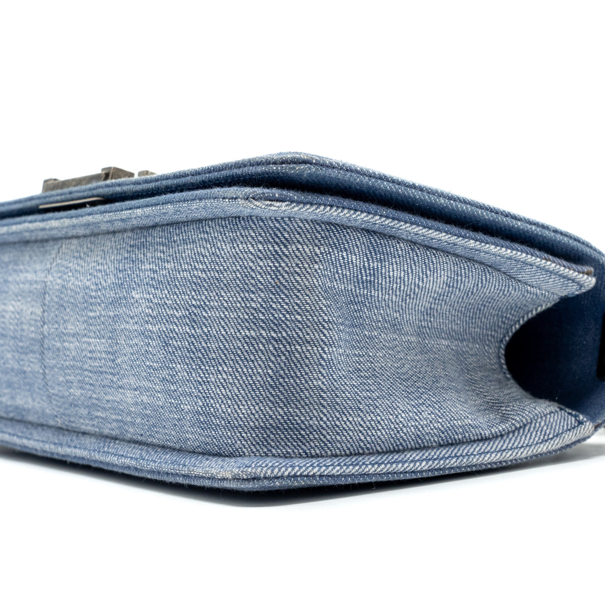 CHANEL MEDIUM BOY BAG DENIM BLUE RUTHENIUM SILVER HARDWARE