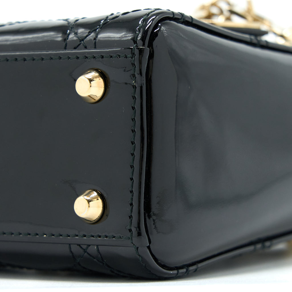 DIOR MINI LADY DIOR PATENT BLACK LGHW